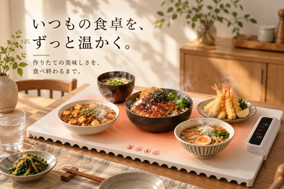 Solva™｜置くだけで冷めない 食品保温プレート 大判60.8×37.8cm 3段階温度調節