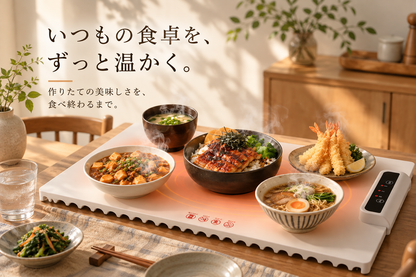 Solva™｜置くだけで冷めない 食品保温プレート 大判60.8×37.8cm 3段階温度調節