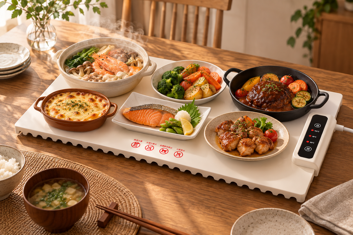 Solva™｜置くだけで冷めない 食品保温プレート 大判60.8×37.8cm 3段階温度調節